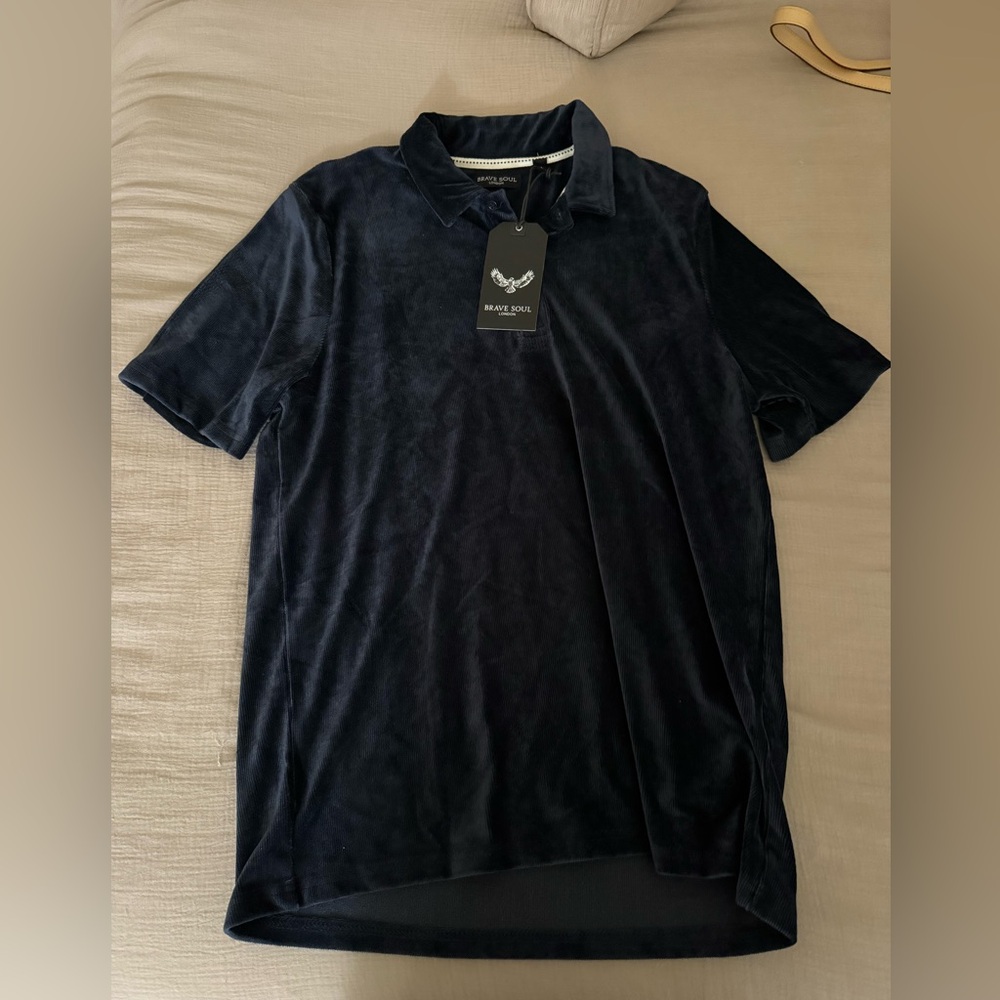 Men’s blue velvet polo